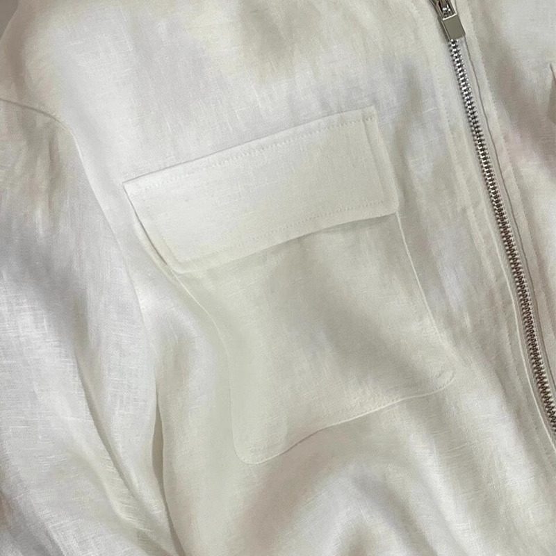 CHAO级推荐！太显贵了！白色极简亚麻外套女早春抽绳拉链夹克上衣,淘宝优惠券,粉丝福利购,淘宝优惠卷