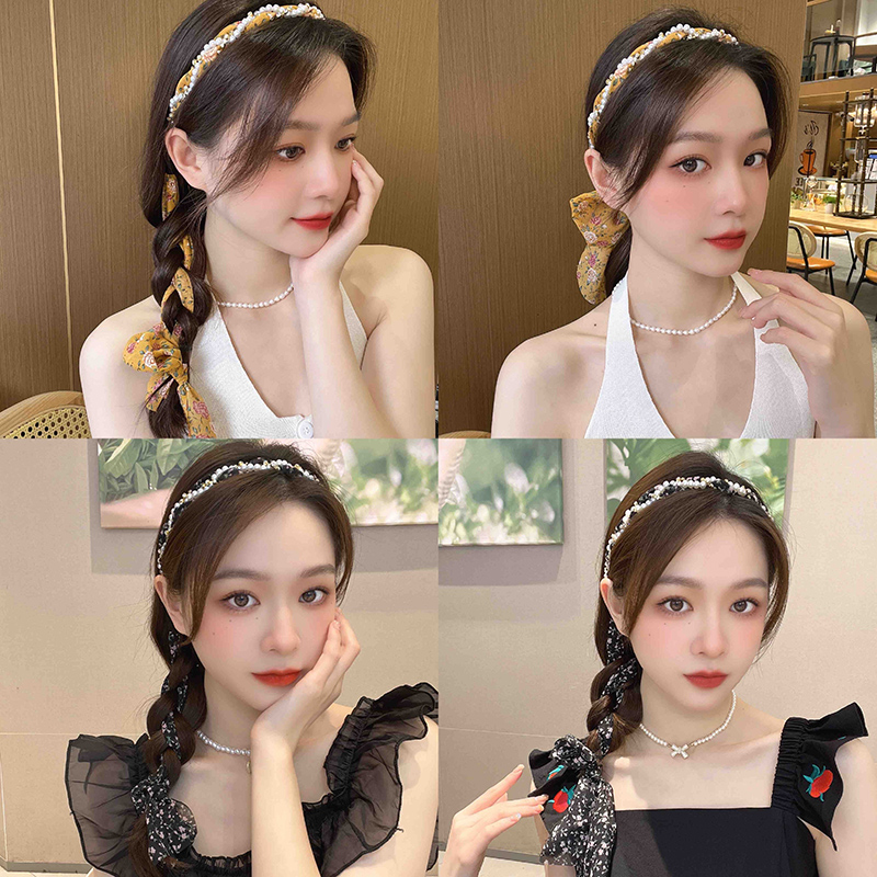 碎花发带丝巾绑发夏季飘带发箍一体女日常外戴系带编发丝带头饰 - 图1