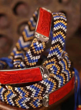 灵丹真朱砂一生安中国风男女手工编织手链手绳s925纯银镶嵌本命年