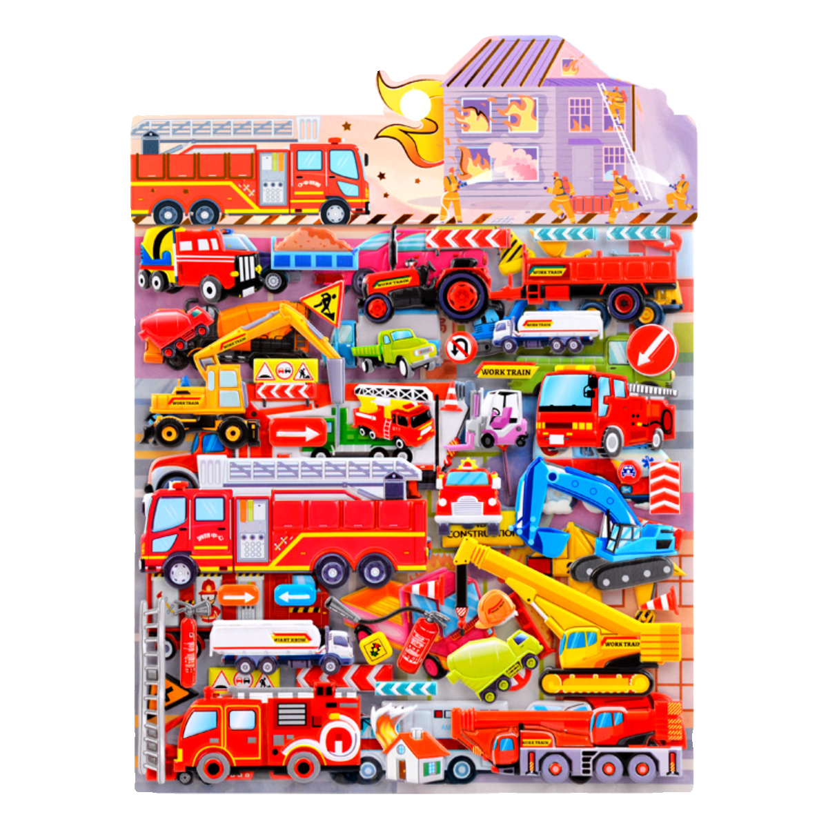 工程车特种车消防车3d立体泡泡贴纸儿童玩具男孩宝宝奖励粘贴画,淘宝优惠券,粉丝福利购,淘宝优惠卷
