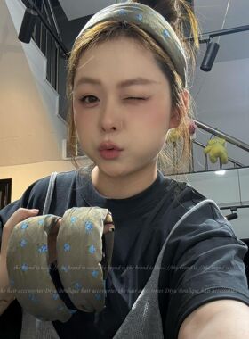 显白宽边带齿蓝莓花高颅顶发箍
