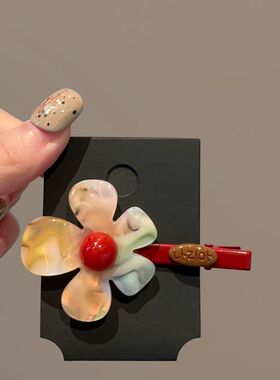 韩系小众炫彩花朵刘海碎发夹
