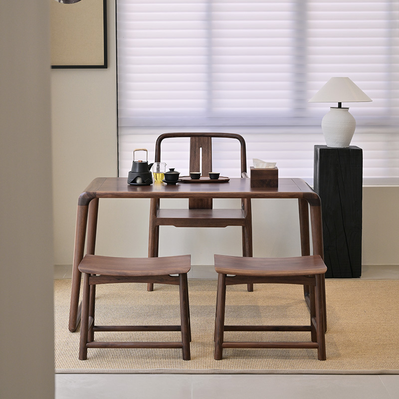 阳台茶桌2025新款乌金木桌椅组合纯实木泡茶台黑胡桃木色客厅茶几 - 图2