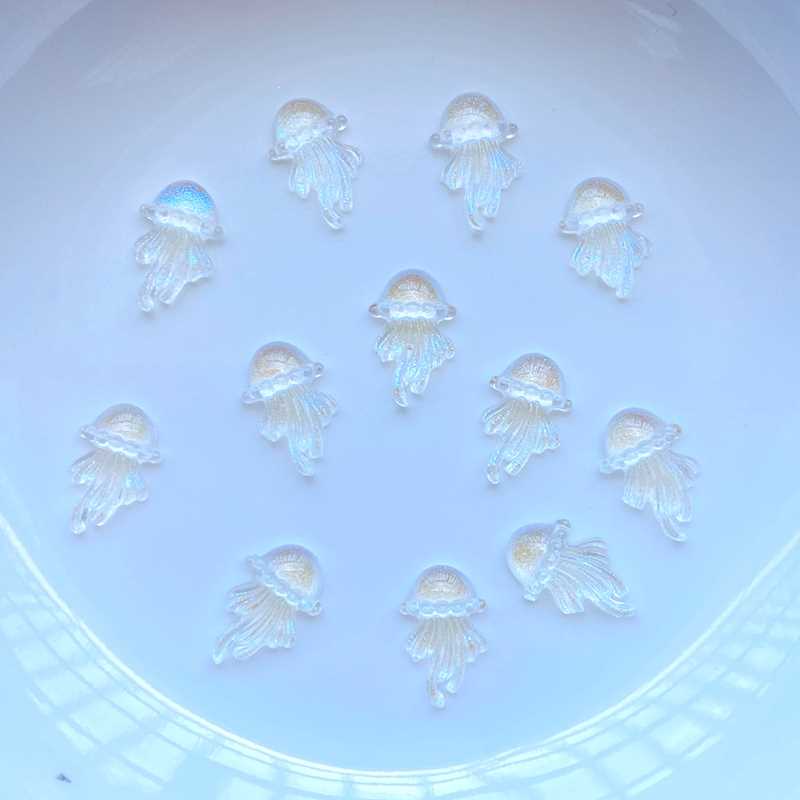 100Pcs New Cute Mini Shiny Jellyfish Series Resin Flatback C - 图3