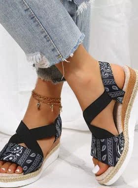 2022 Women's Thick Bottom Faion Wedges Sandals Peep Toe La