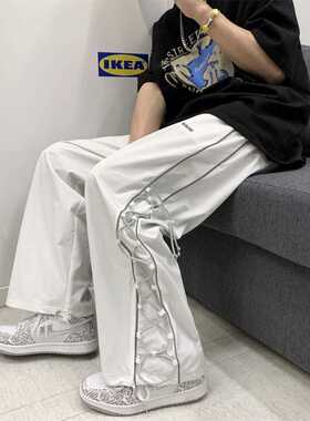 Streetwear White Cargo Pants Men Wide Pants Harajuku Loose S