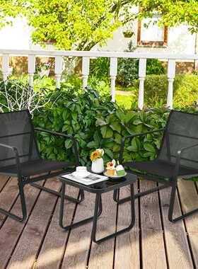 Patiojoy PCS Patio Bistro Furniture Set Glass Top Table