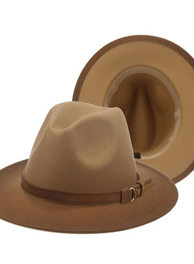 Women's Hat Fedora Gradient Color Red Blue Patchwork Men Hat