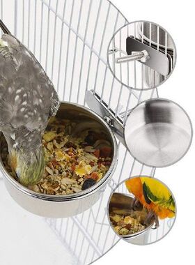 Bird Feeding Dish Cup Stainless Steel Pet Parrot Food Water