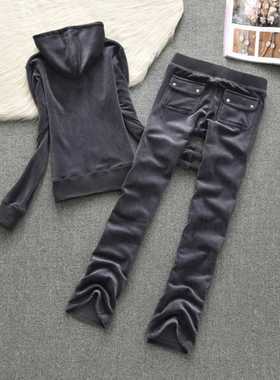 Spring / Fall 2020 Women'S Brand Velvet Fabric Tracksuits Ve