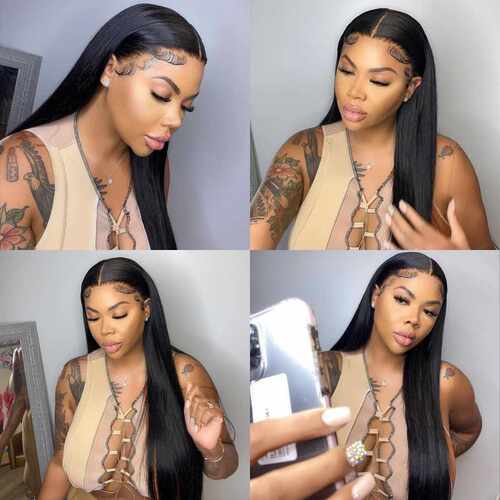 HD Bone Straight 1X4 1x6 Lace Front Human Hair Wigs For Wo - 图0