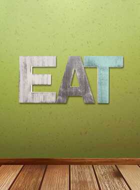 3pcs Wooden Sign EAT Letters Large Kitchen Photo Props
