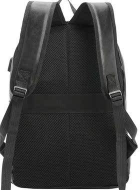 Business Casual Backpacks Travel Bag Black PU Leather Men's