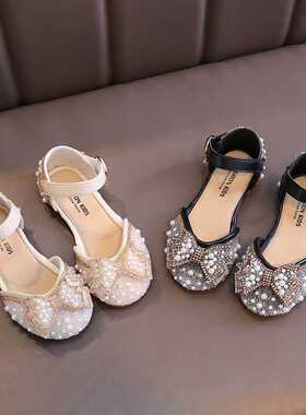 Girls Princess Sandals 2022 Summer New Baby Pearl Rhinestone