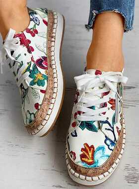 Women Sneakers Lady Vulcanized Shoes Elegant Floral Printed