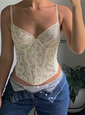 Xingqing y2k Corset Tops Women Sleeveless Short Summer Crop