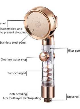 Shower Head Hand Shower, Turbocharged Shower Head, 3 Jet Typ