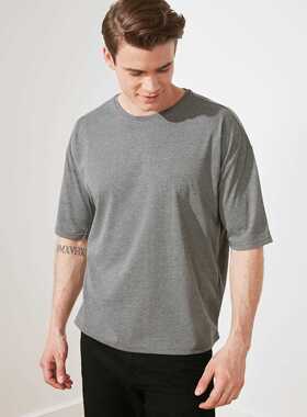 rendyol Basic Men 'S Bike Collar Oversize ort-Sleeve T-i
