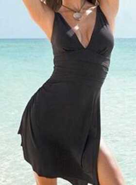 Plus Size Women One Pieces Swimwear Split Skirt Swimming Wea
