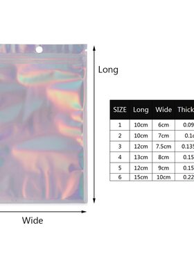 20Pcs Laser Ziplock Bag Plastic Laser Color Bag Food Snac