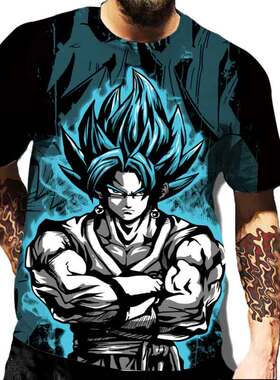 New Men's Summer Short Sleeve Round Neck T-shirt Fashion D