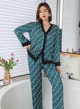 2pcs Women's Pajamas Sets Woman Pajama Summer V Neck Design