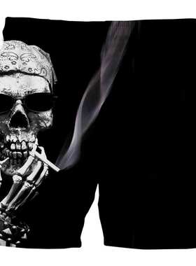 Men's Casual Custom Short Pant Summer 3D Skull Print
