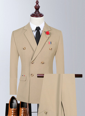 3 Pcs Set Blazers Jacket Pants Vest / 2022 Fashion New Men's