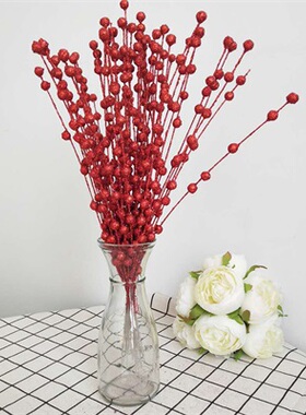 Plastic Golden Flash Powder Artificial Christmas Berry