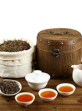 Portable Tea Wood Barrel Canister Antique Mini Wooden Barrel