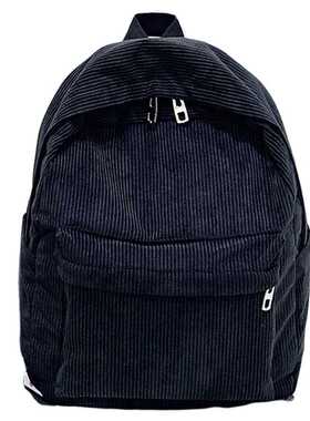 Corduroy Backpack Fashion Women School Backpack Pure Color S
