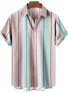 Fashion Men's Hawaiian Shirts Tee Shirt Men Sreetwear Short