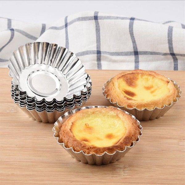 10 pcs Reusable Silver Stainless Steel Cupcake Egg Tart - 图3