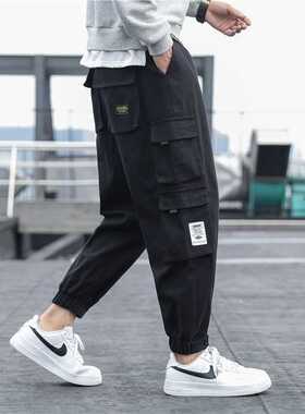 New Men's Side Pockets Cargo Pants 2022 Black Hip Hop Harem