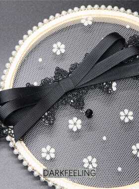 Korean Bowknot Dark Girl Black Lace Choker Necklace 2021 Har