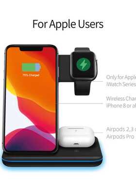 3 in 1 Wireless Charger Stand 15W Qi Fast Charging Dock Stat