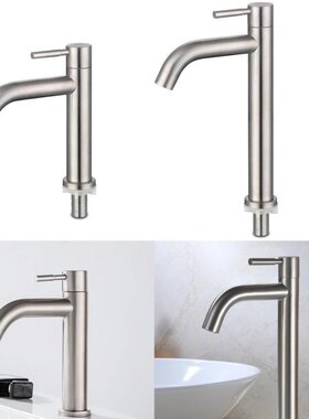 Basin Faucet 304 Stainless Steel Silver Single Cold Sink Fau