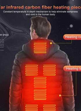 Men 9 Areas Heated Jacket USB Winter Outdoor Electric Heatin
