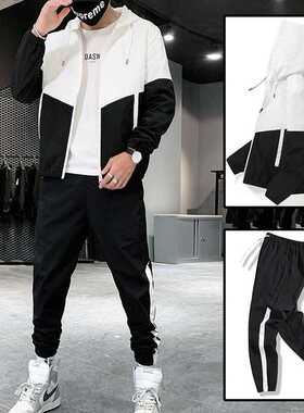 Autumn Sports Suit Men Jacket and Trousers Two Piece Set Cas