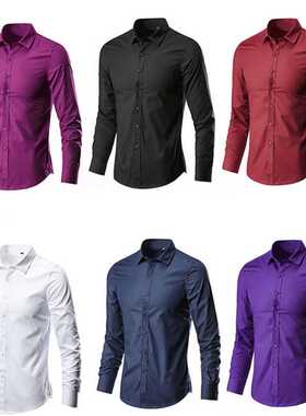 Brand 2022 Men Shirt 17colors Solid White Dress Shirt Long S