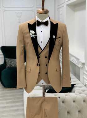 Tailored Men's Formal Suits Sets Ivory Unique Design Shawl L