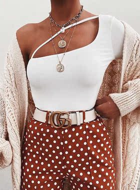 One Shoulder Bodysuit Women Stap Long Sleeve Skinny Bodysuit