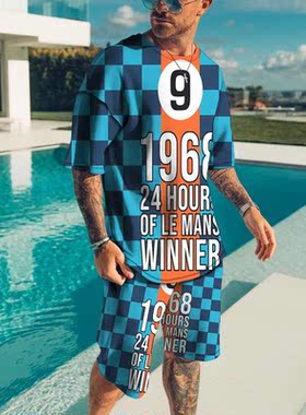 Summer Men's Sets Playing Cards Printing ort-Sleeved T-i