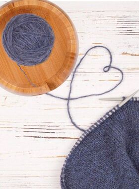 Wooden Yarn Bowl Knitting Wool Holder Yarn Storage Round