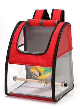 Transparent Parrot Carrier Backpack with Stand Perch Travel