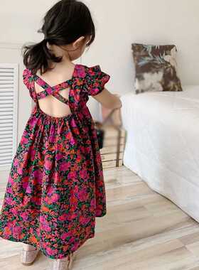 Girl Dress Princess Fairy Floral Backless Casual Sundress Ho