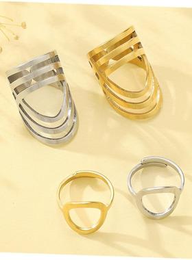 golden Silver Fashion Oval Ring open everyday rings金色戒指