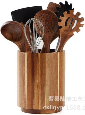 跨境木质餐具收纳盒厨房刀叉餐具整理盒家用桌面实木化妆刷收纳桶