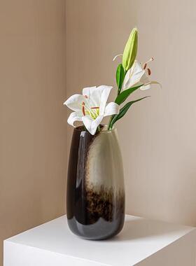 新品高级感渐变玻璃花瓶摆件轻奢客厅桌面插花装饰花器酒店样板间