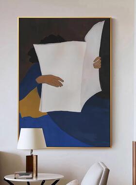 抽象人物沙发装饰画客厅挂画高级感落地画小众艺术卧室床头壁画